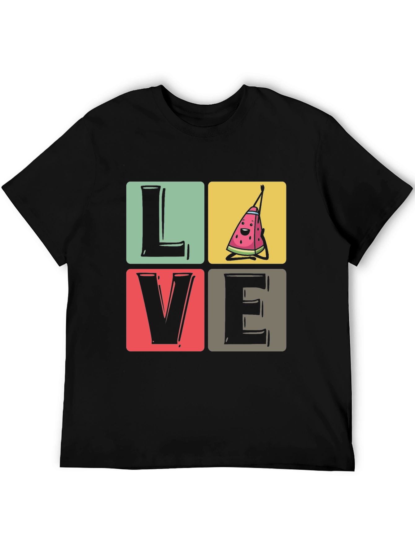 Love Watermelon T-Shirt - Black Cotton Tee