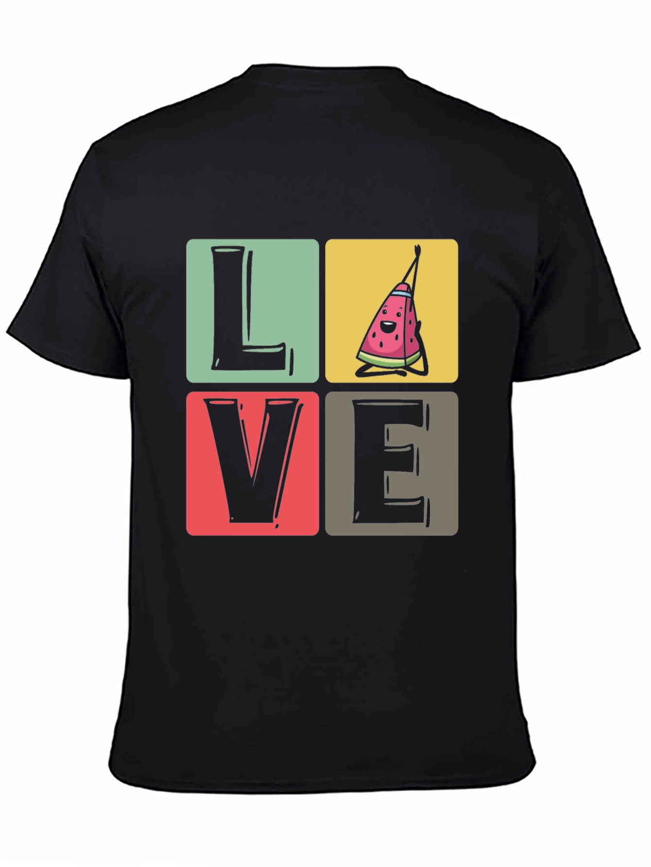 Love Watermelon T-Shirt - Black Cotton Tee