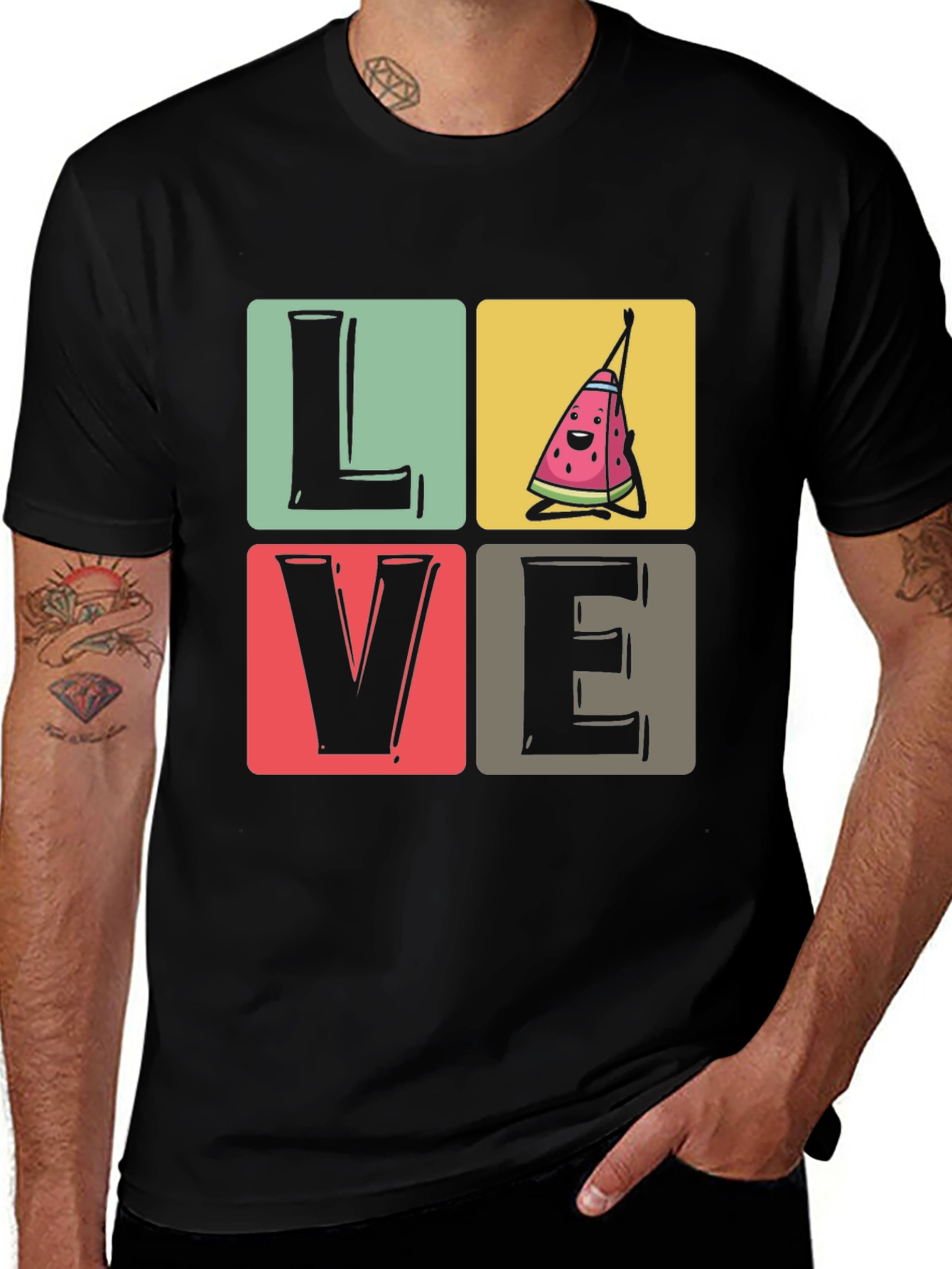 Love Watermelon T-Shirt - Black Cotton Tee