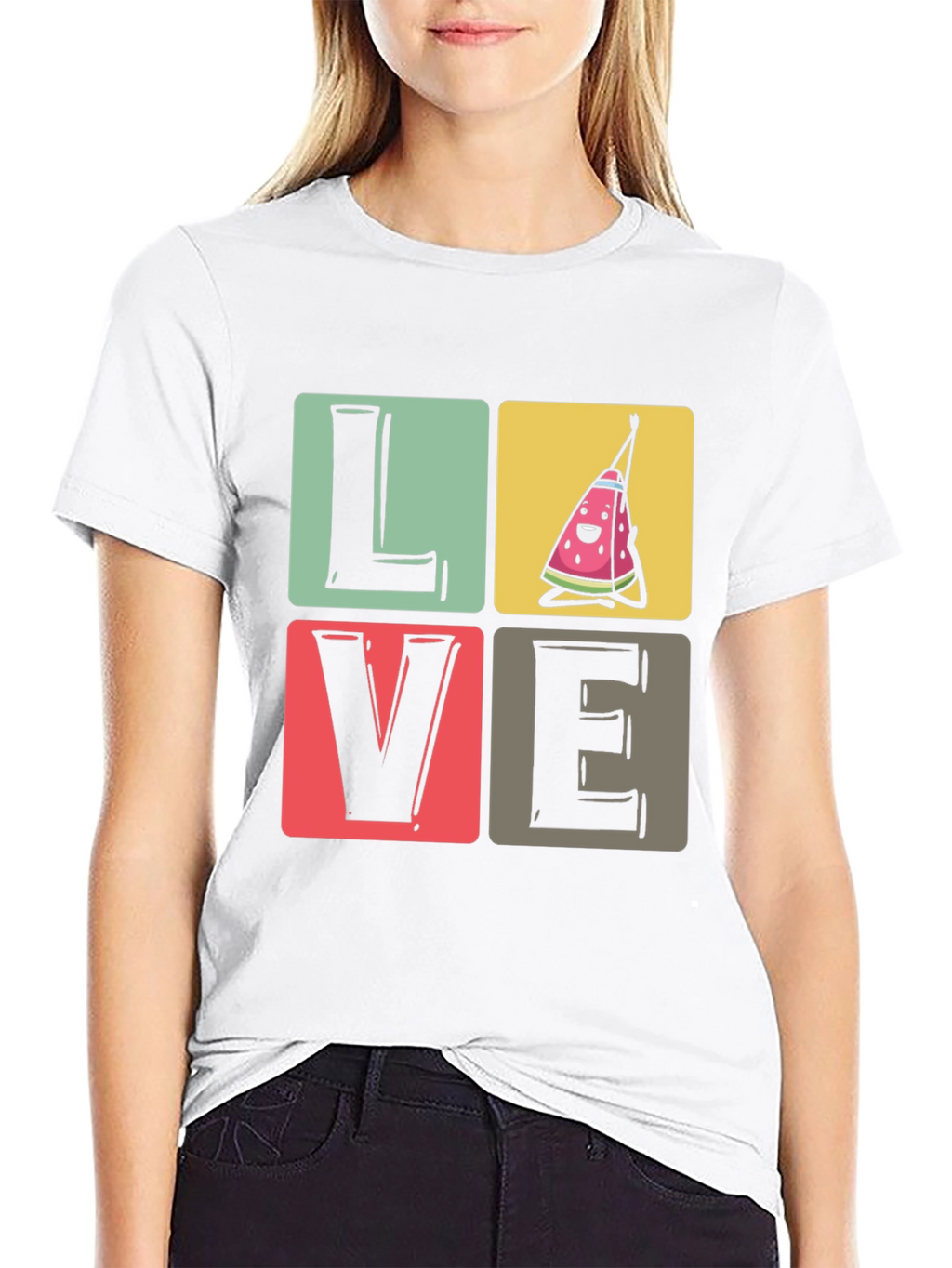 Love Watermelon T-Shirt - Black Cotton Tee