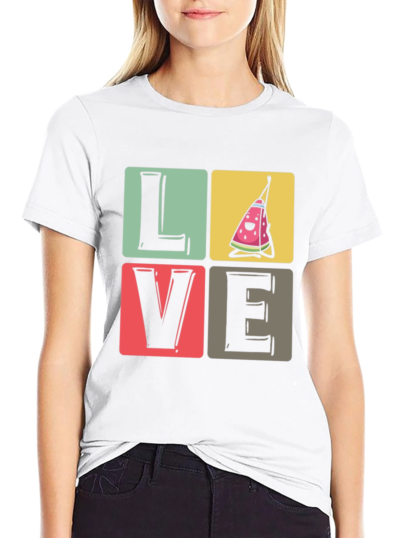 Love Watermelon T-Shirt - Black Cotton Tee