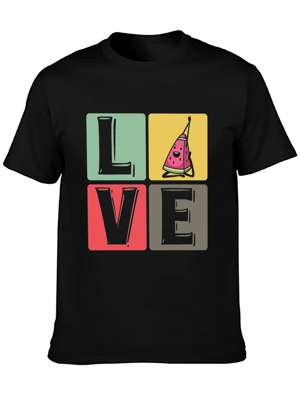 Love Watermelon T-Shirt - Black Cotton Tee