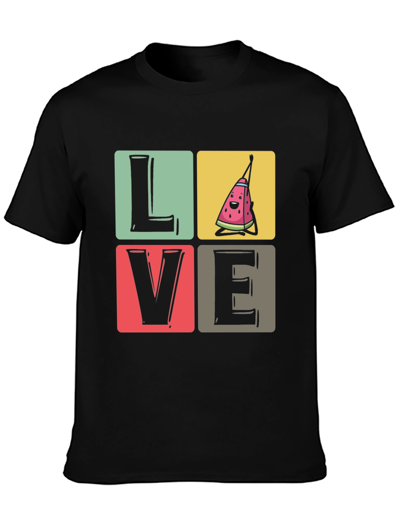Love Watermelon T-Shirt - Black Cotton Tee