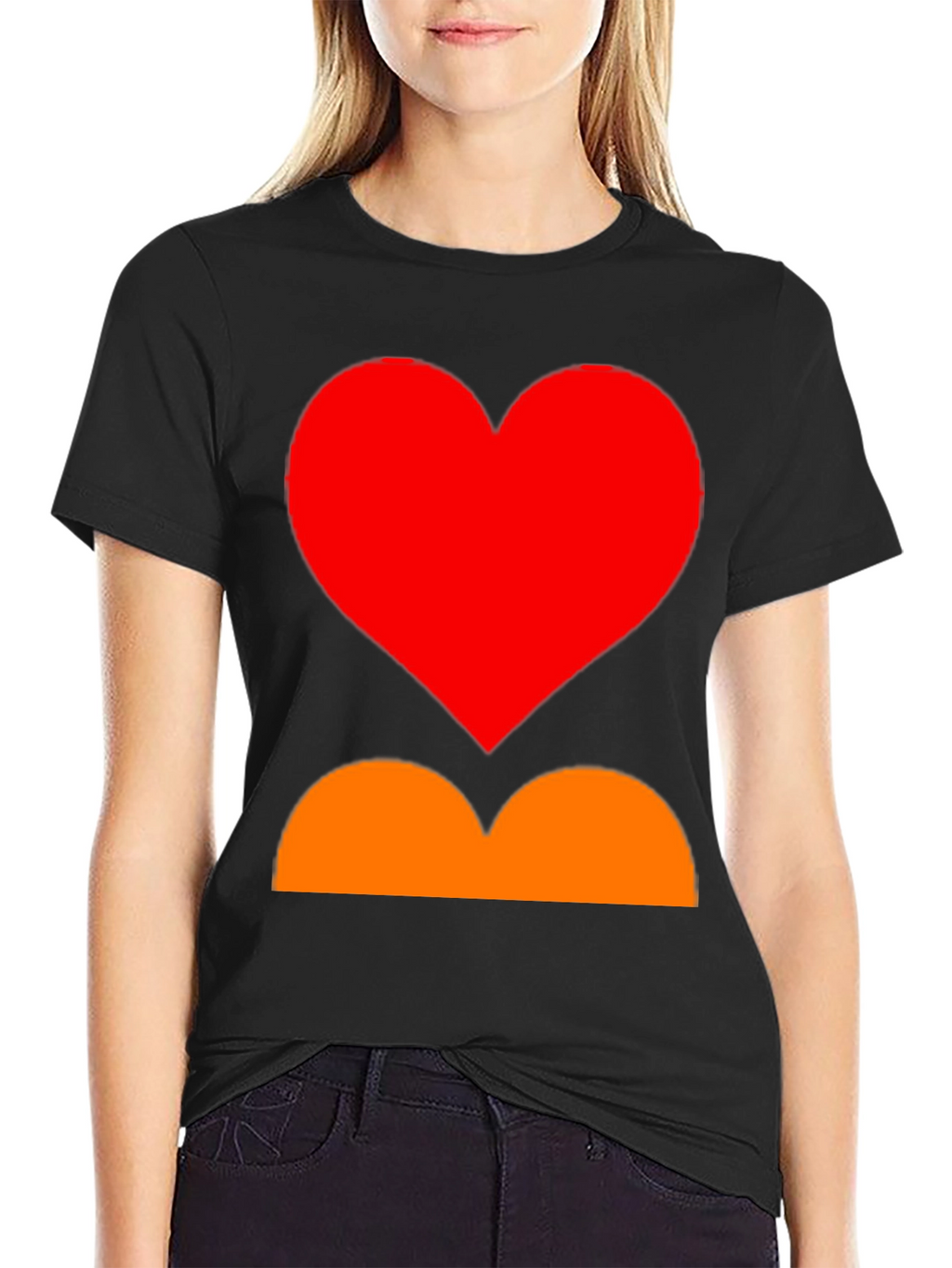 Heart and Curves Graphic Tee - Stylish Black Shirt