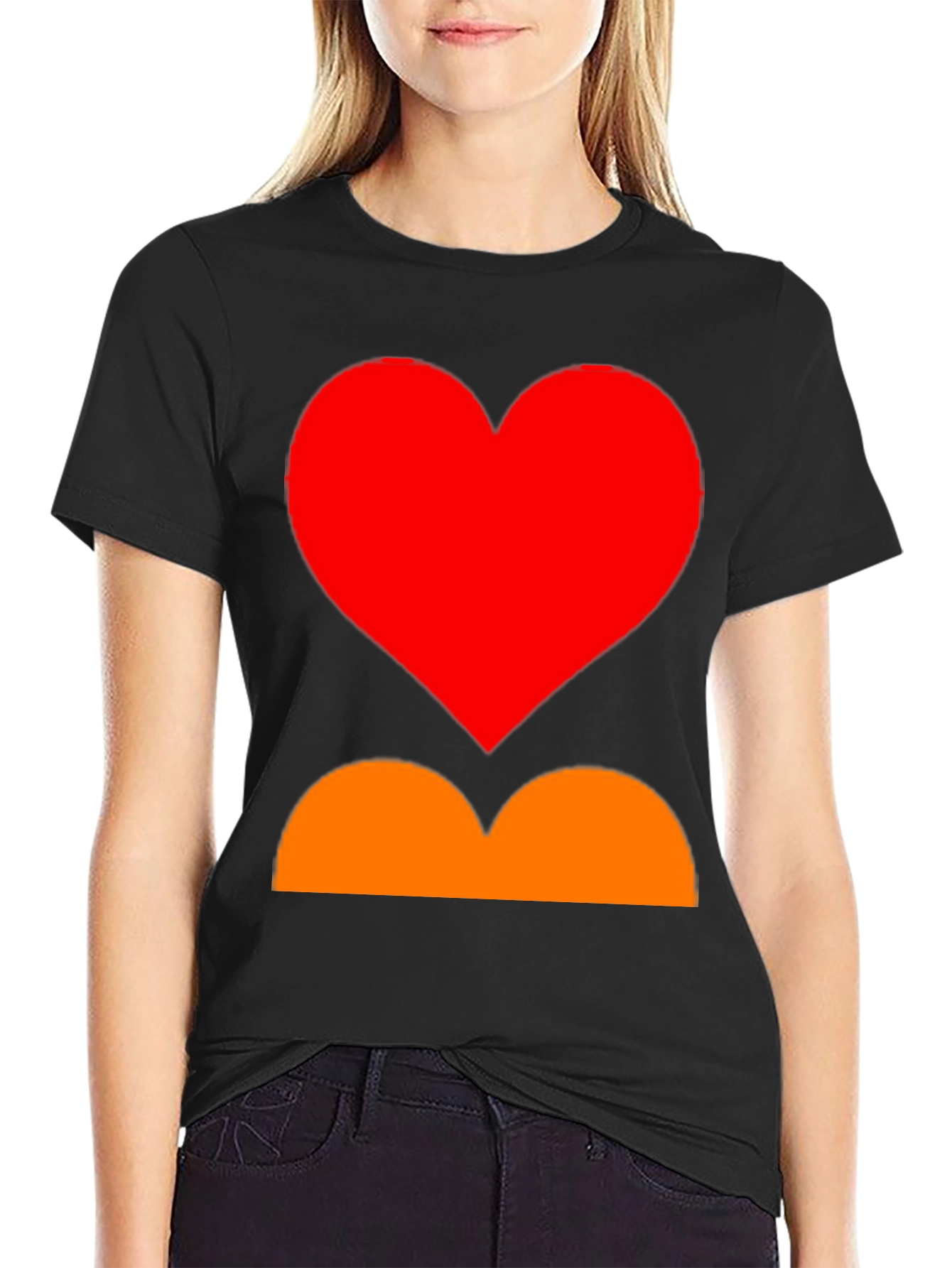 Heart and Curves Graphic Tee - Stylish Black Shirt