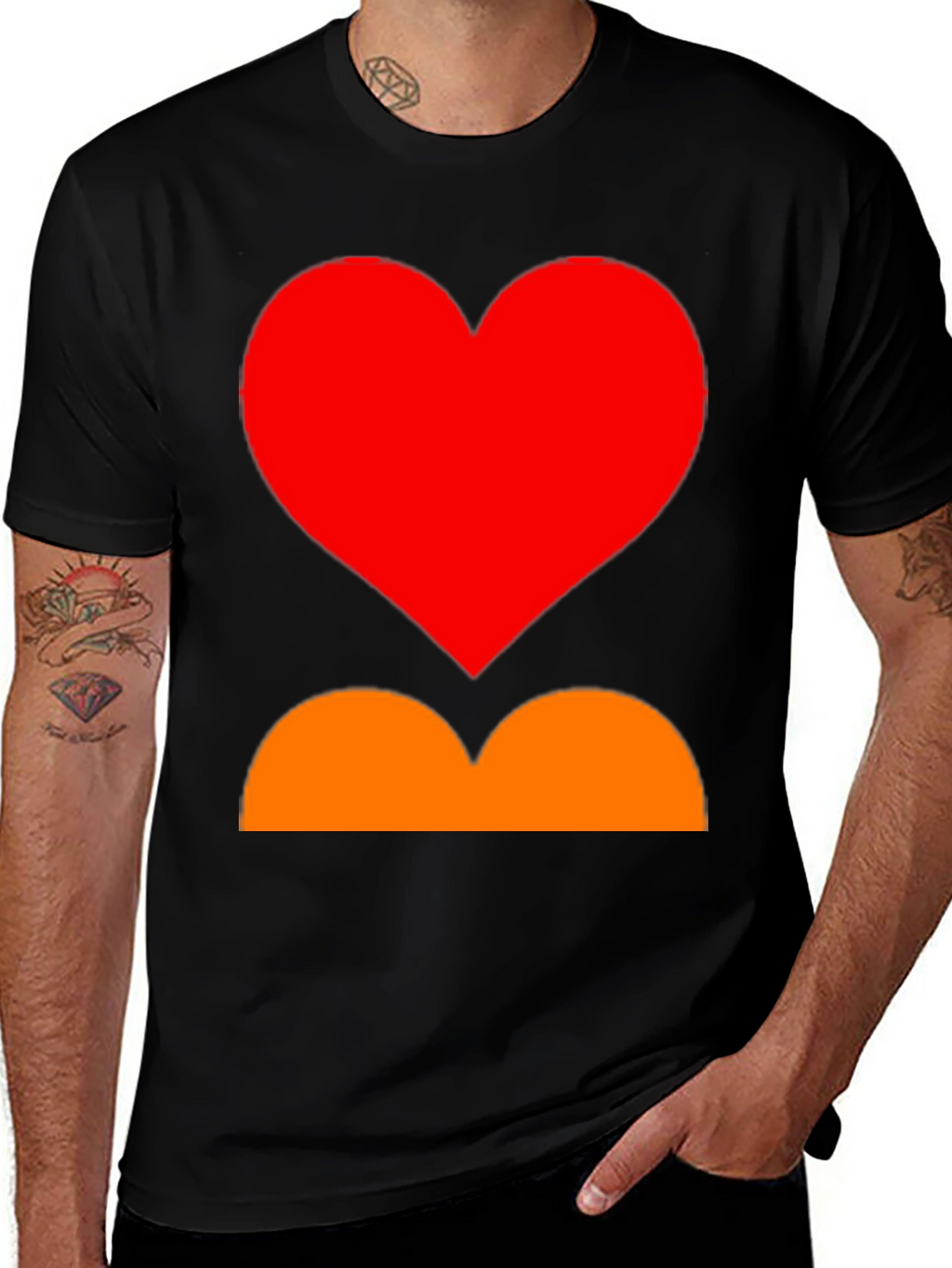 Heart and Curves Graphic Tee - Stylish Black Shirt