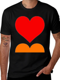 Heart and Curves Graphic Tee - Stylish Black Shirt