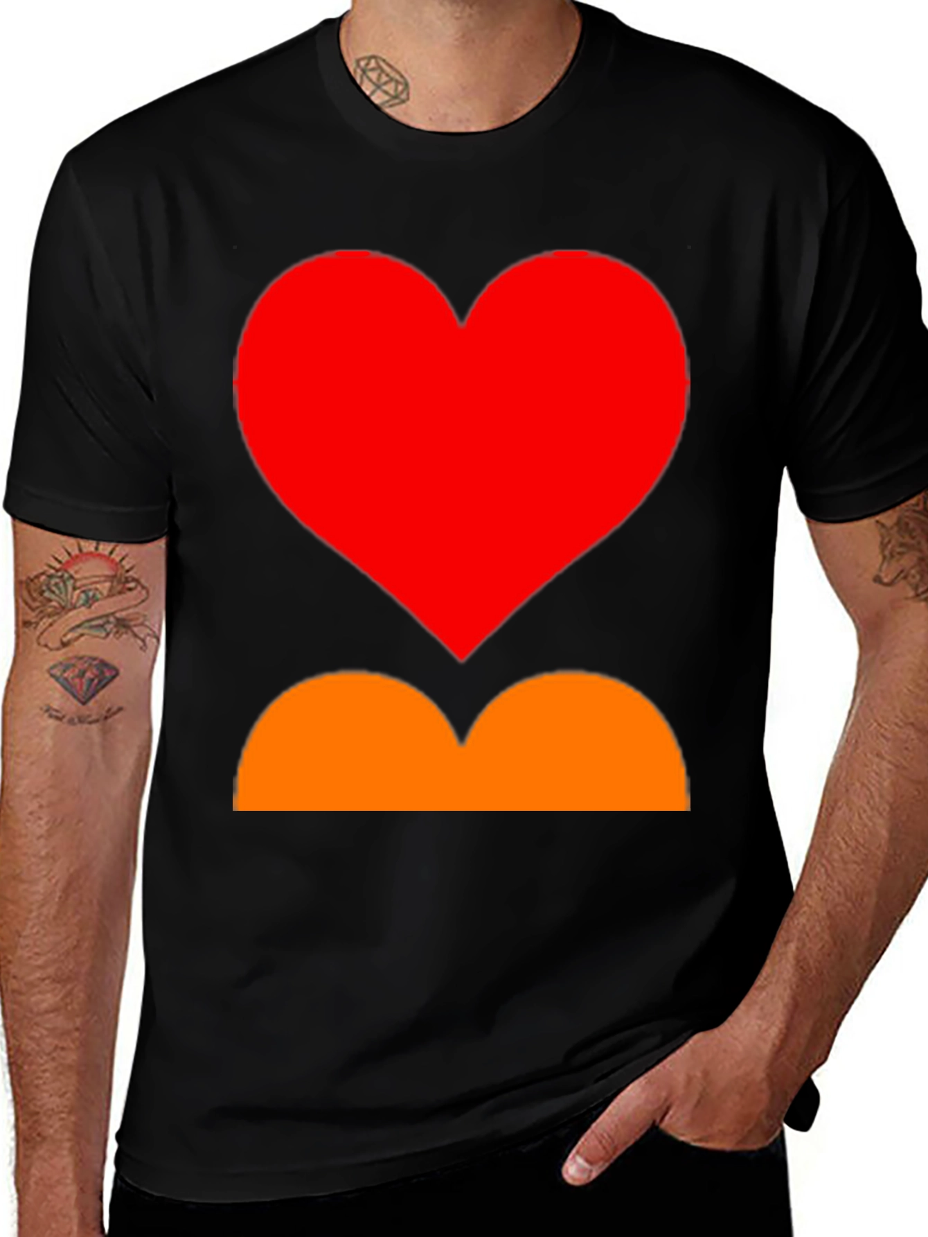 Heart and Curves Graphic Tee - Stylish Black Shirt