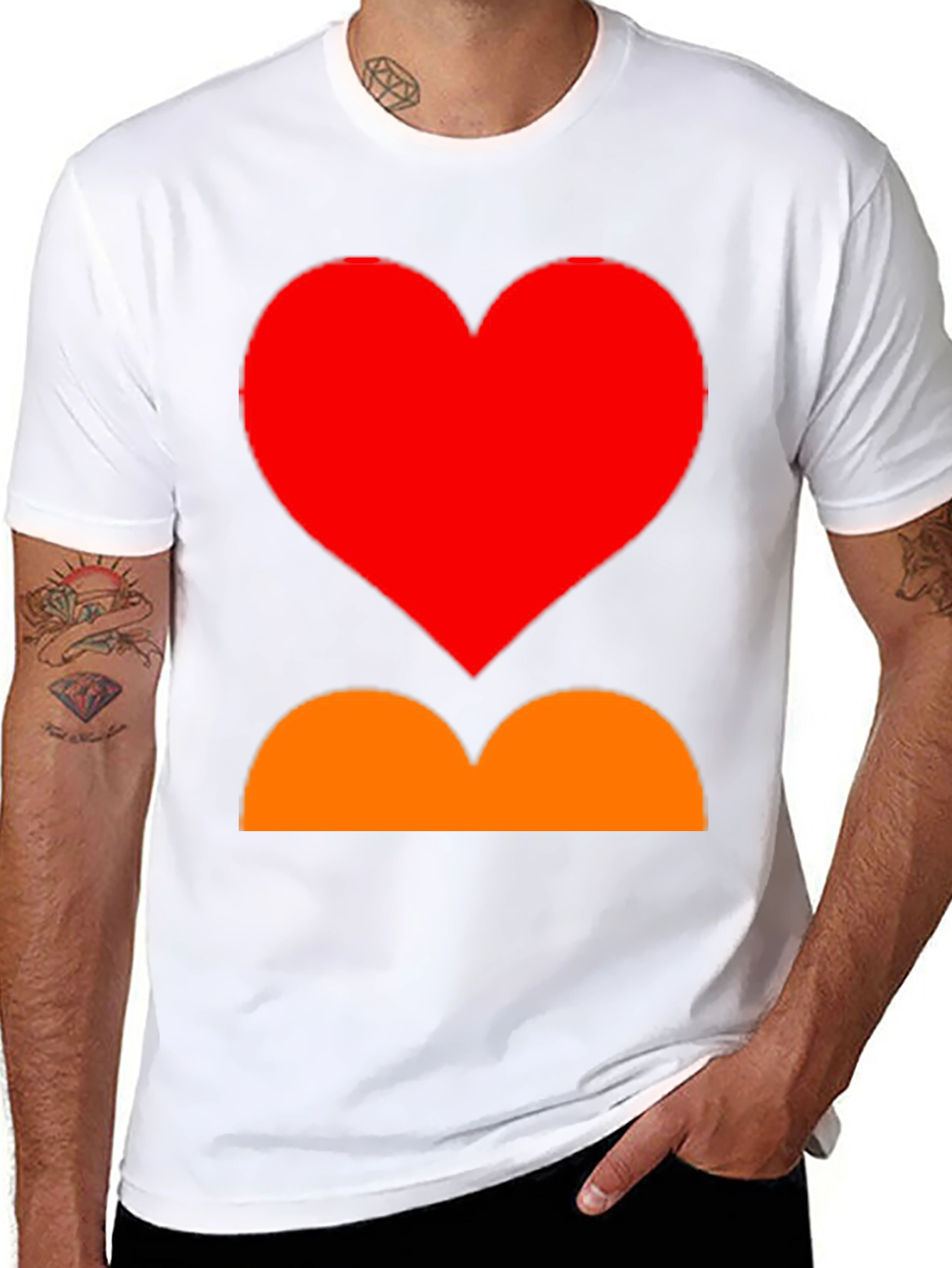 Heart and Curves Graphic Tee - Stylish Black Shirt