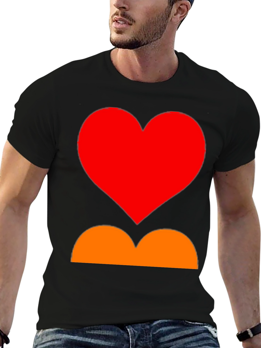 Heart and Curves Graphic Tee - Stylish Black Shirt