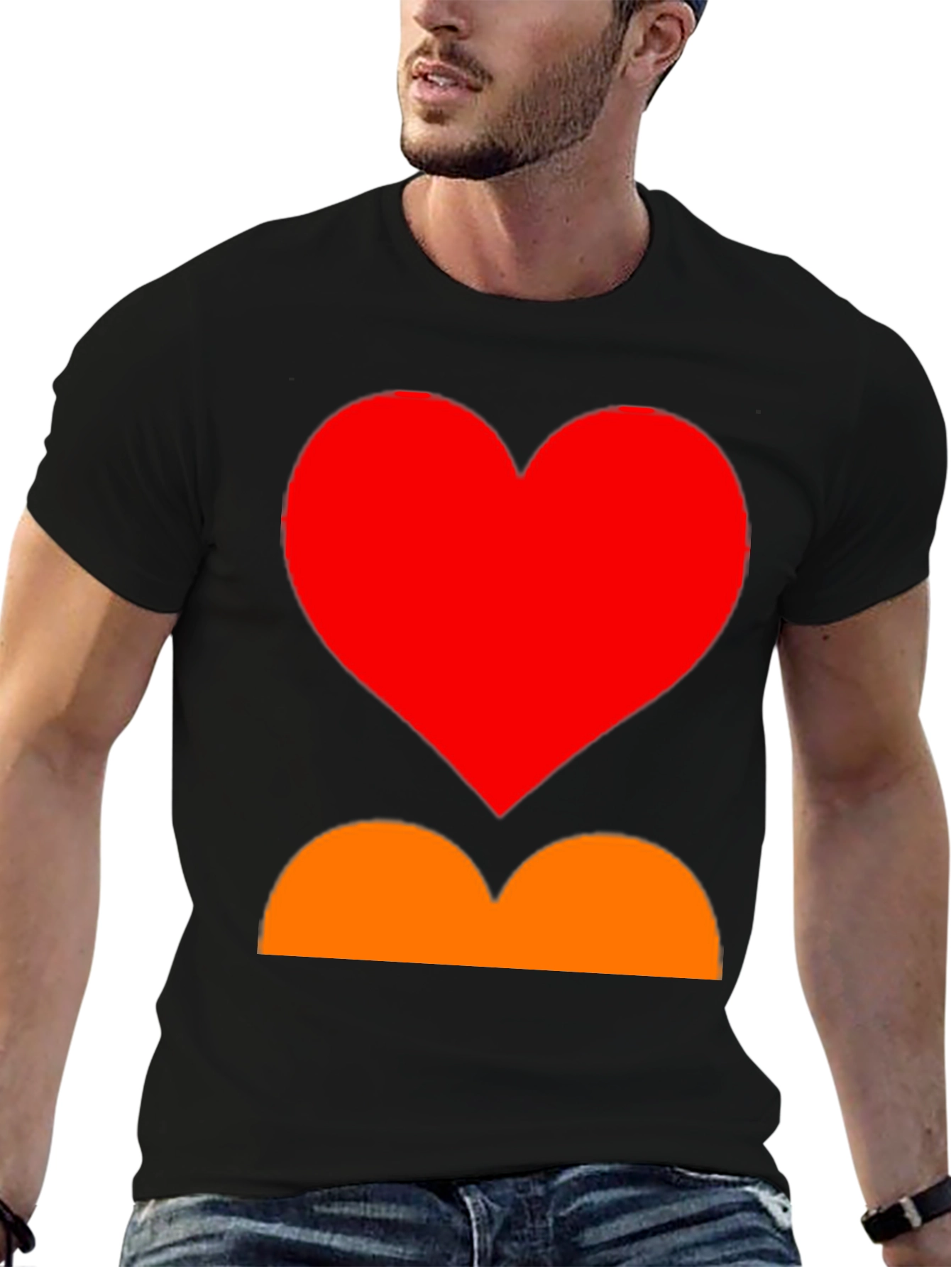 Heart and Curves Graphic Tee - Stylish Black Shirt