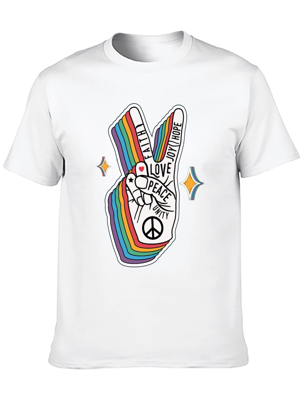 Rainbow Peace Sign Graphic T-Shirt