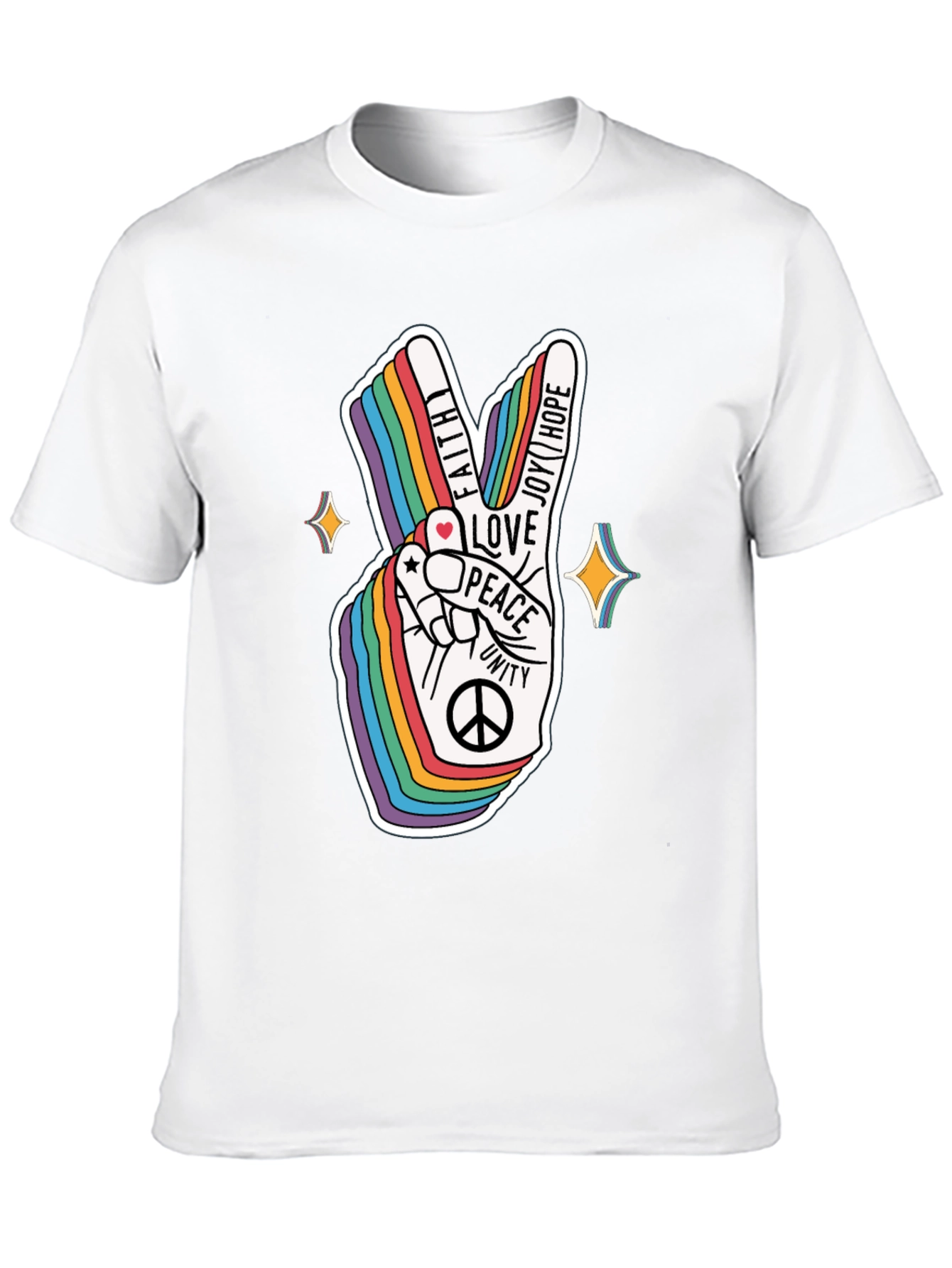Rainbow Peace Sign Graphic T-Shirt