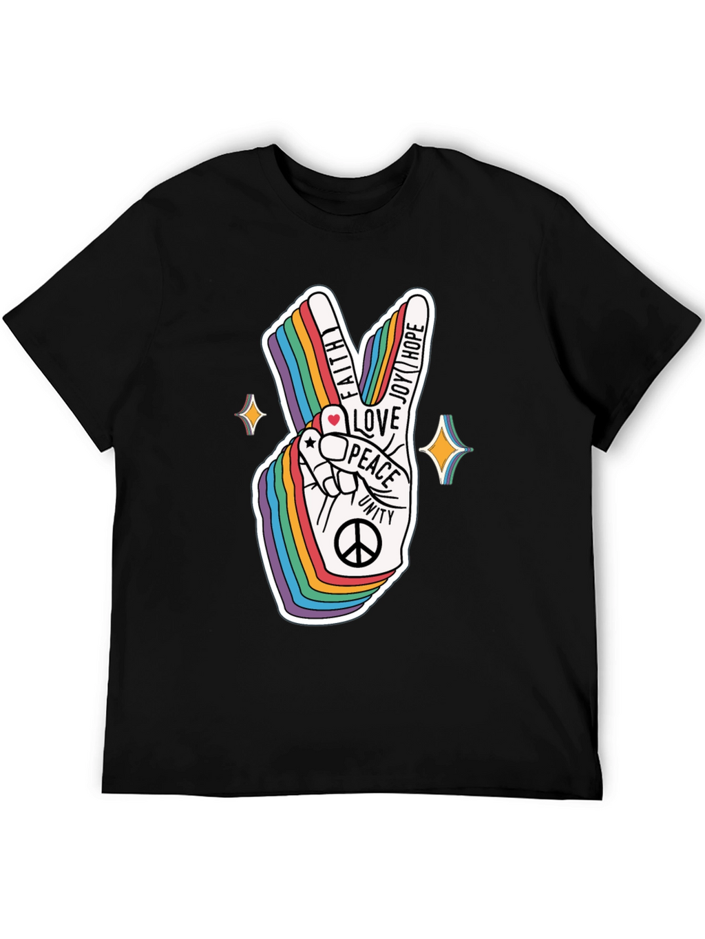 Rainbow Peace Sign Graphic T-Shirt