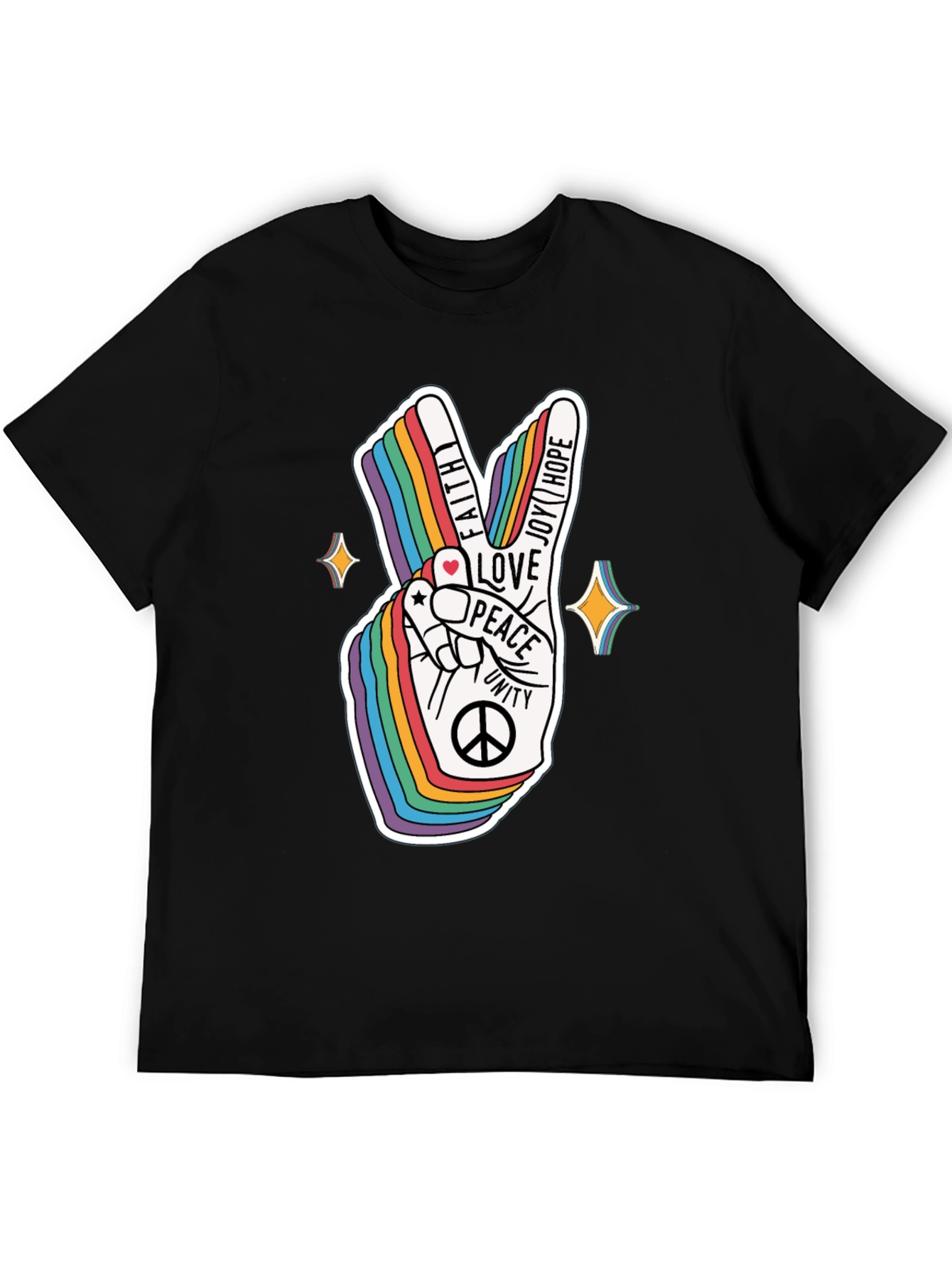 Rainbow Peace Sign Graphic T-Shirt