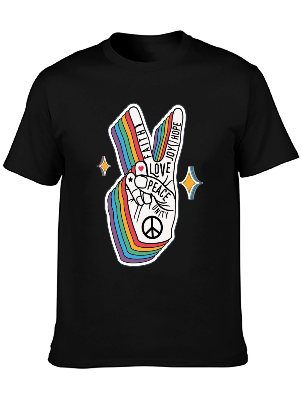 Rainbow Peace Sign Graphic T-Shirt