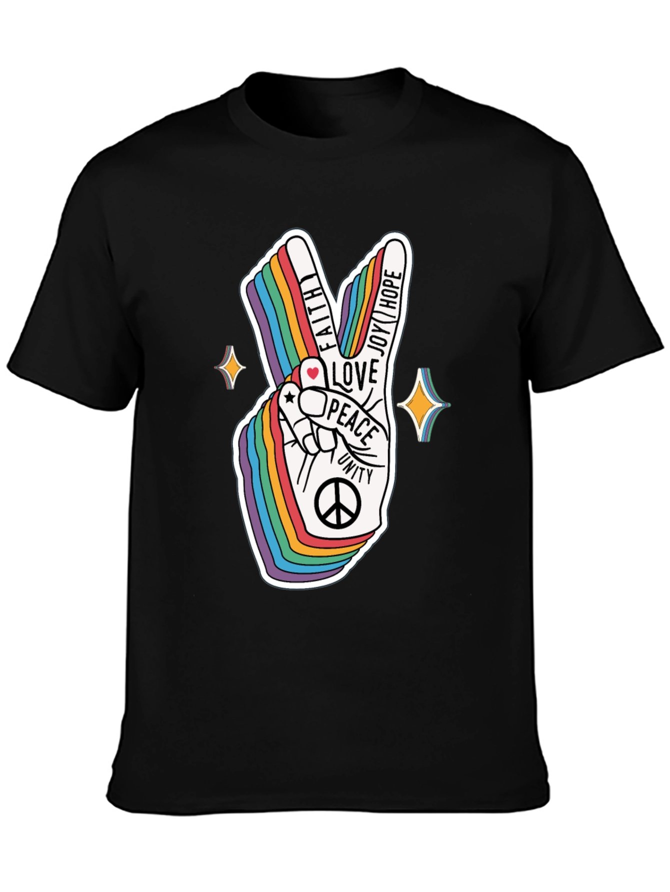 Rainbow Peace Sign Graphic T-Shirt