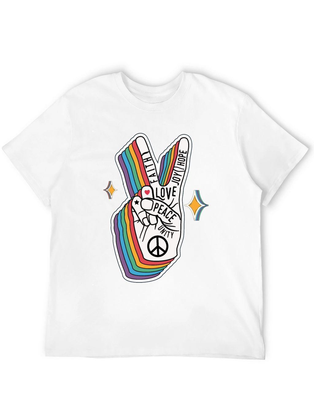 Rainbow Peace Sign Graphic T-Shirt