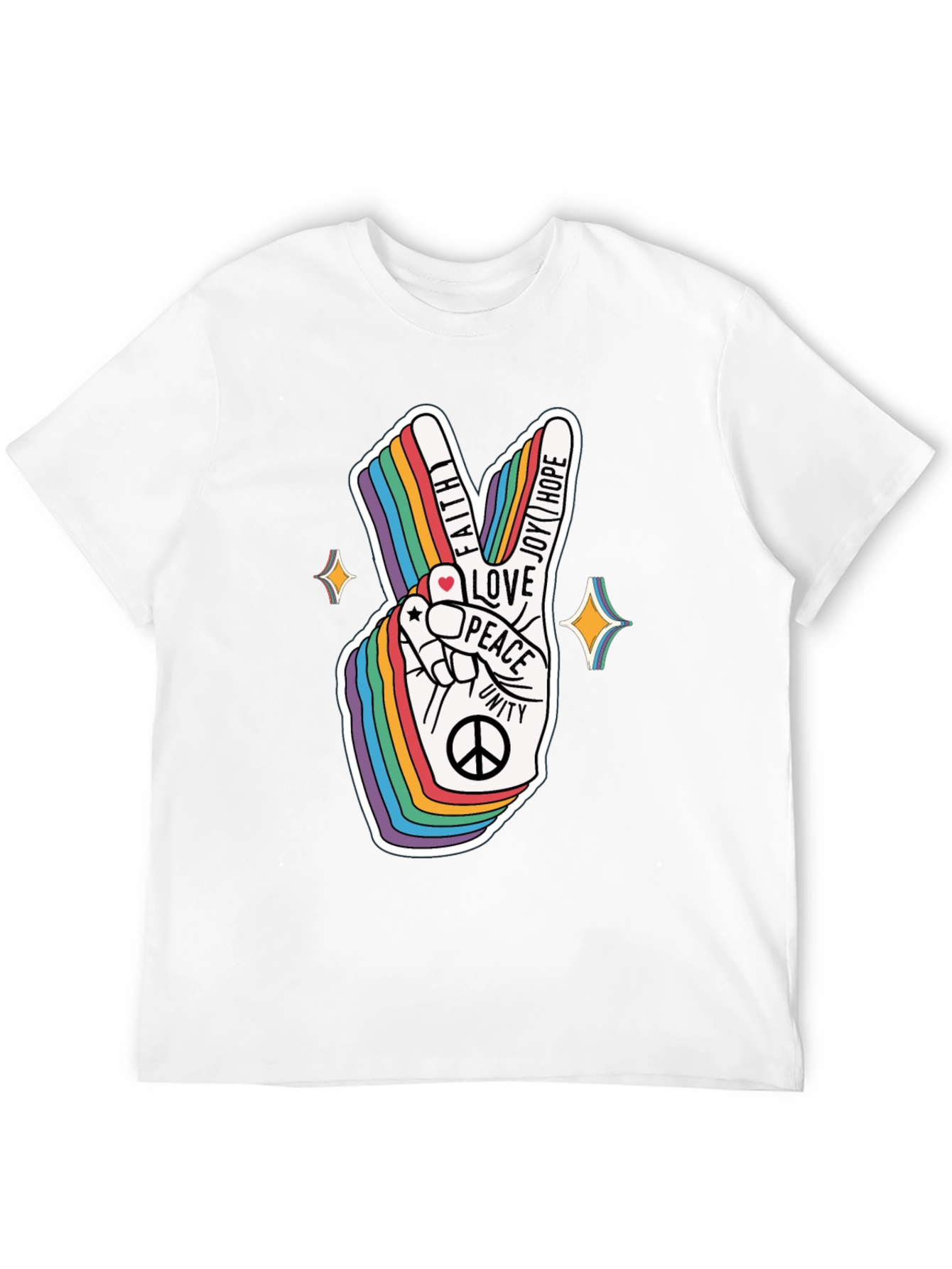Rainbow Peace Sign Graphic T-Shirt