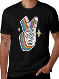 Rainbow Peace Sign Graphic T-Shirt