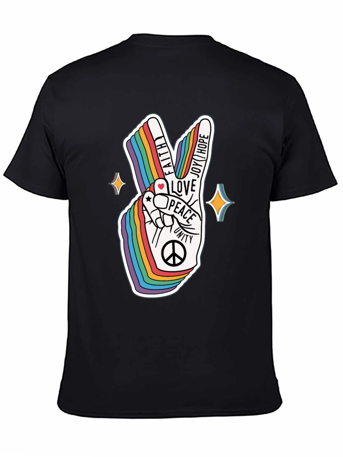 Rainbow Peace Sign Graphic T-Shirt