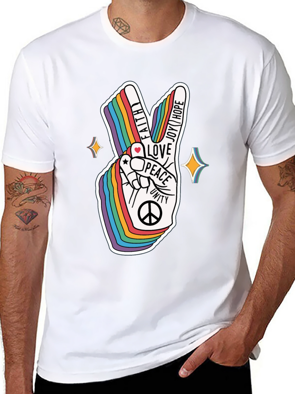 Rainbow Peace Sign Graphic T-Shirt