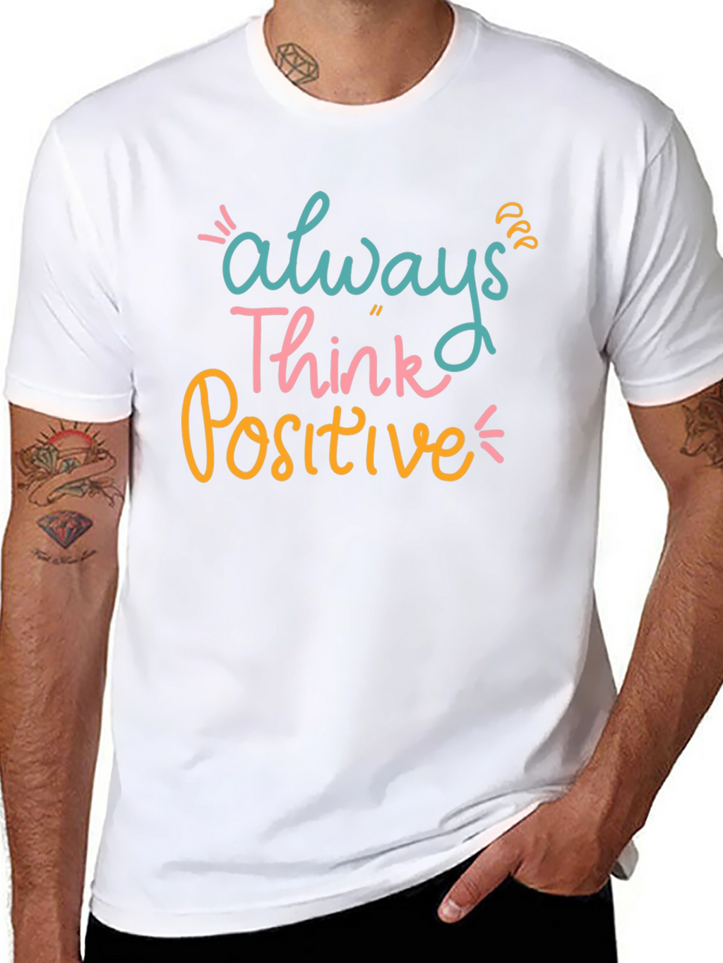 Always Think Positive Graphic Tee - Black Casual T-Shirt