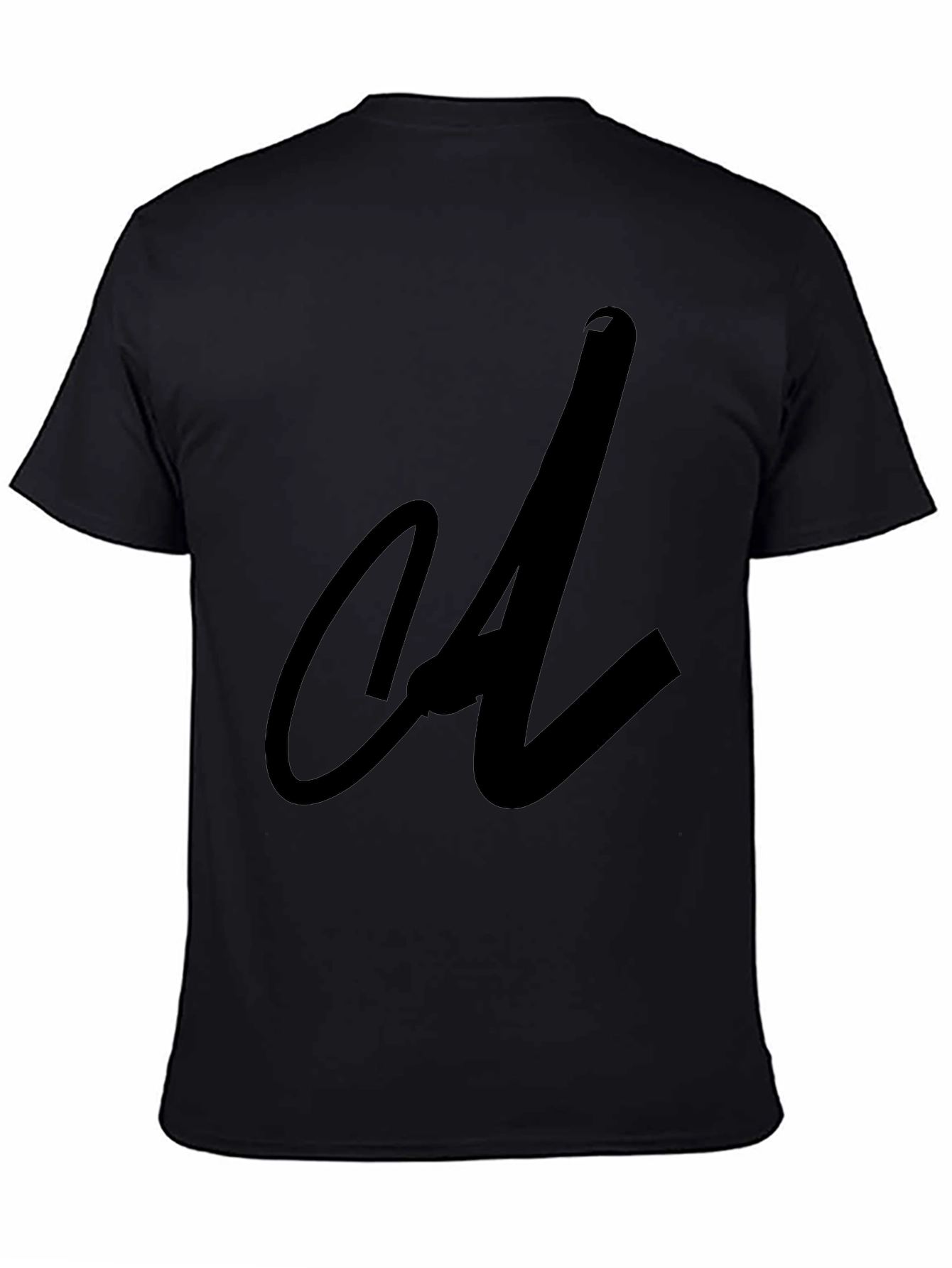 Black Tee with Abstract Initial Design
