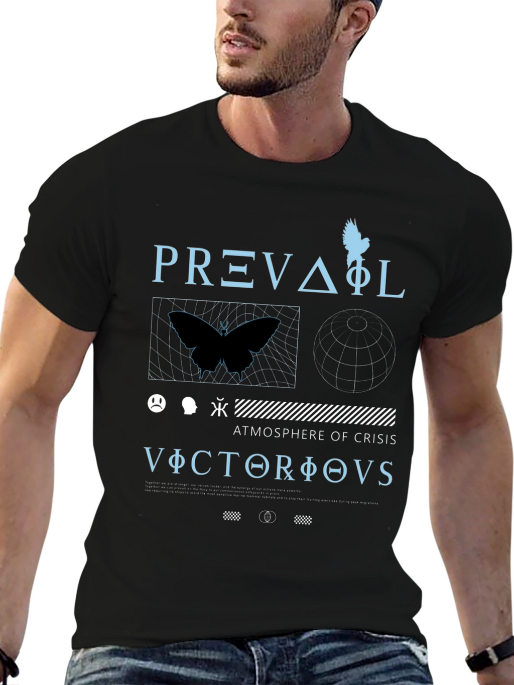 Abstract Graphic Print Mens Black T-Shirt