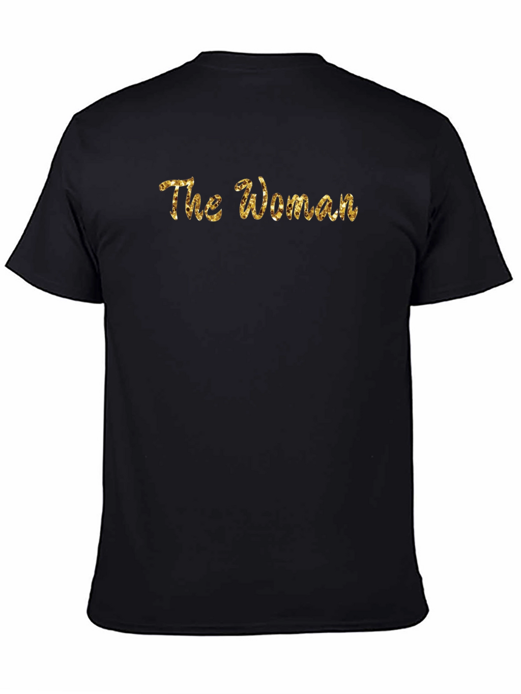 The Woman Gold Glitter Graphic Black T-Shirt