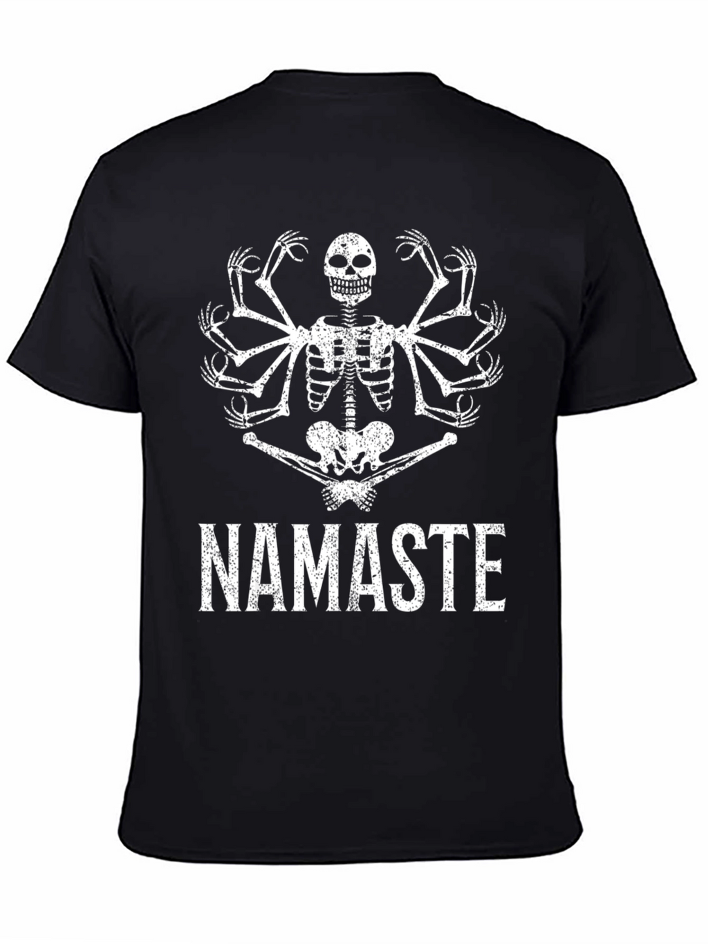 Namaste Skeleton Graphic Tee - Black Cotton T-Shirt
