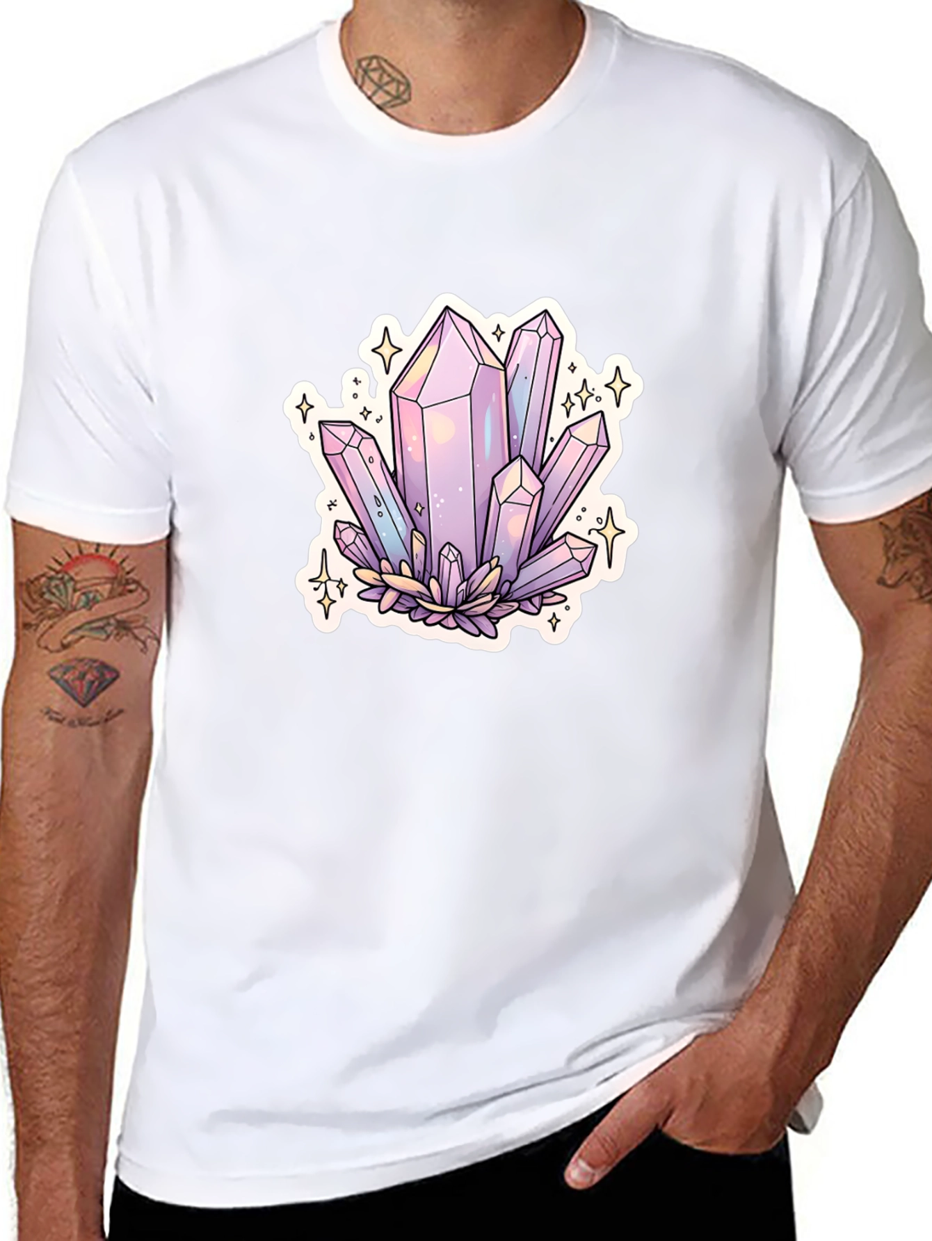 Crystal Cluster Graphic Tee - Black Cotton Blend