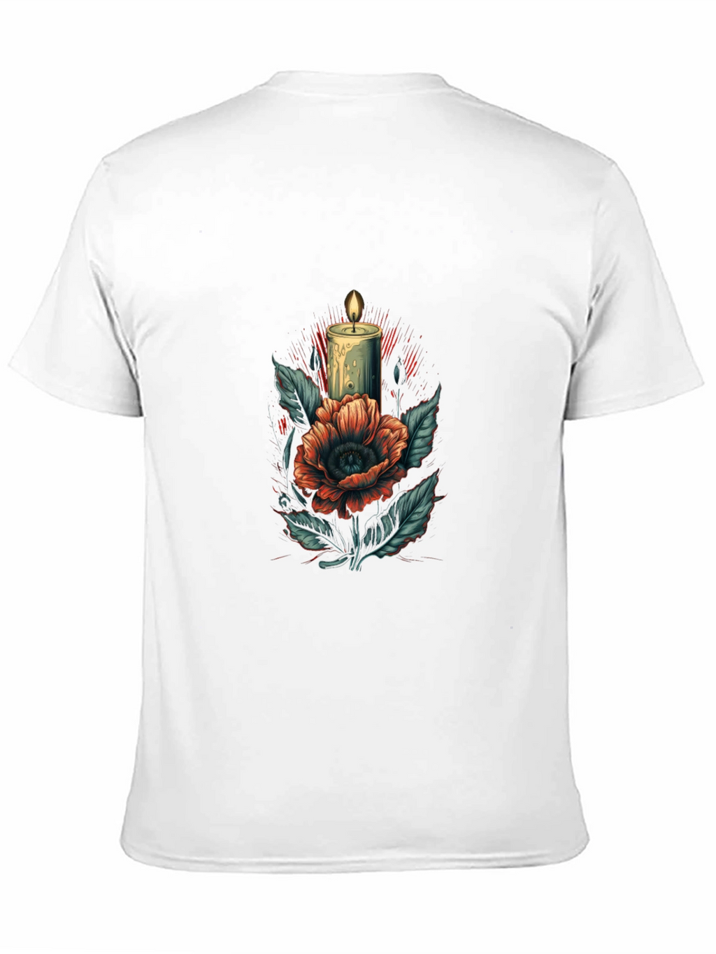 Floral Candle Print Black T-Shirt