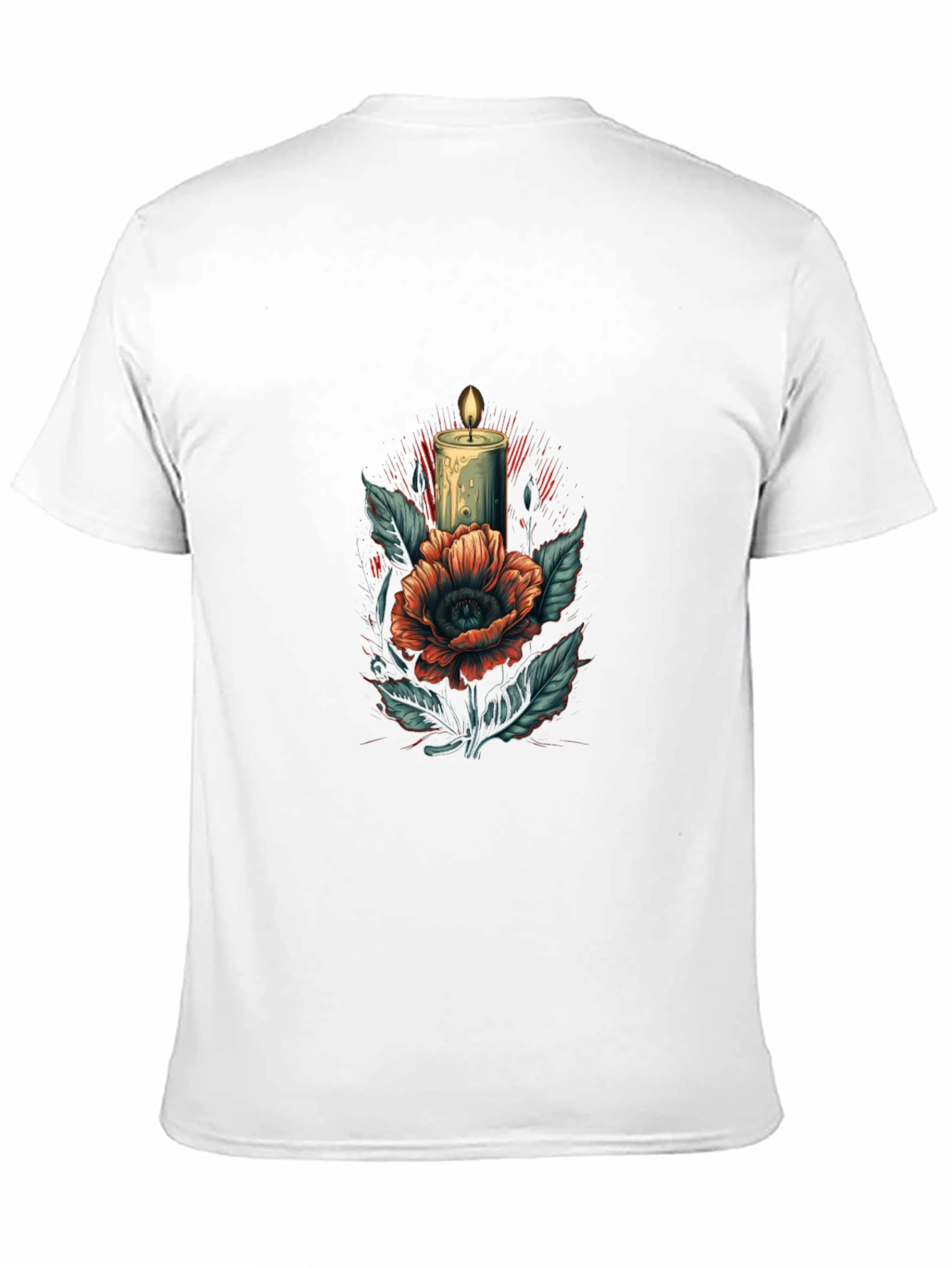 Floral Candle Print Black T-Shirt