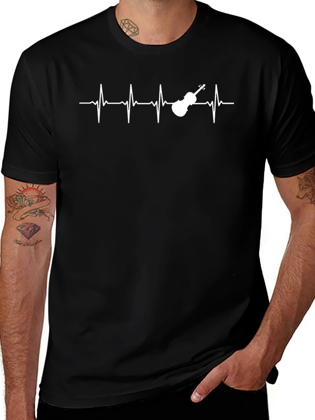 Musicians Heartbeat T-Shirt - Violin Pulse Tee
