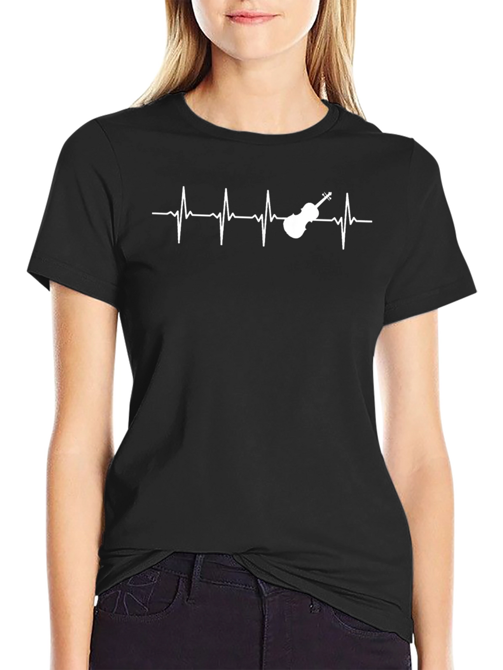 Musicians Heartbeat T-Shirt - Violin Pulse Tee