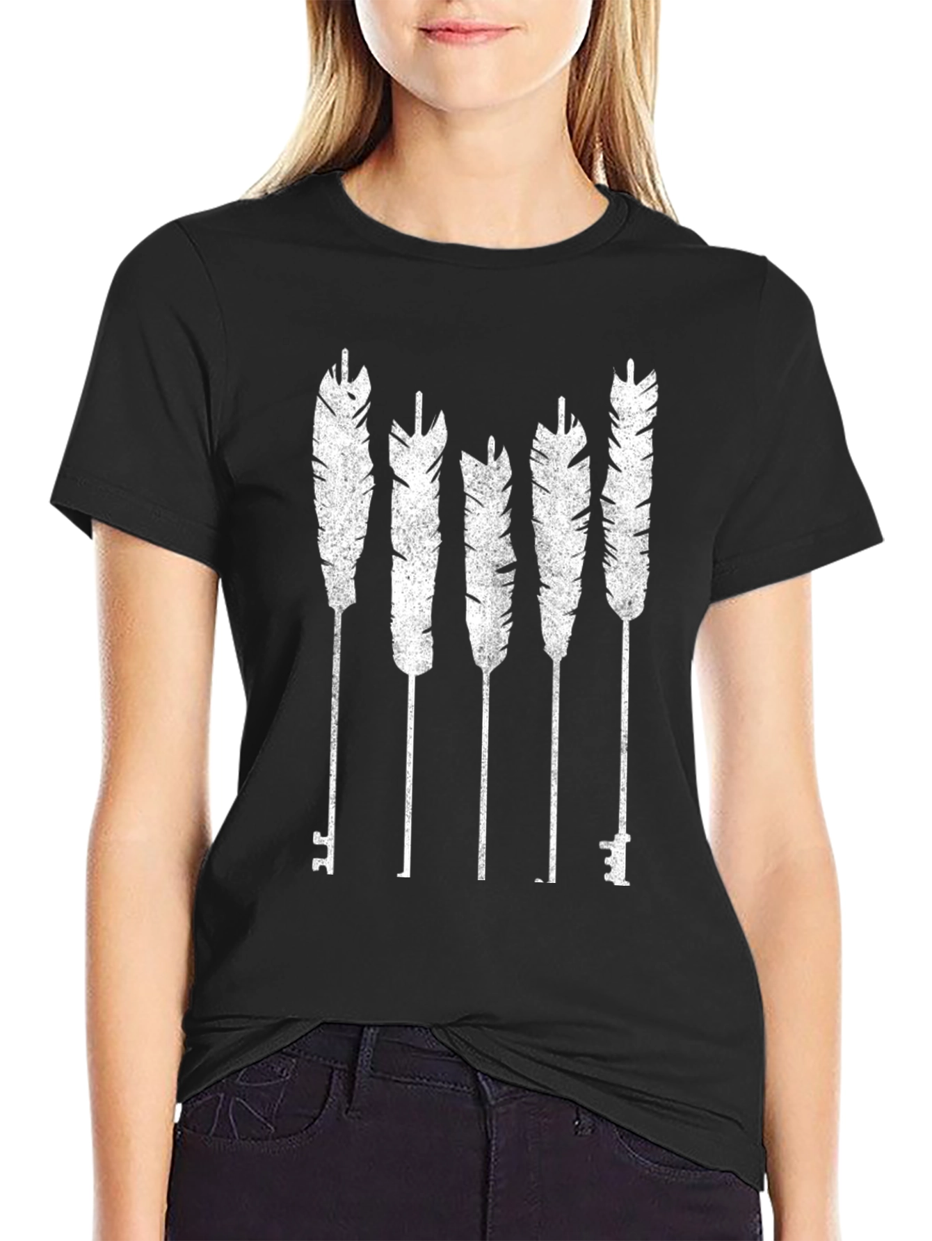 Feather & Key Graphic T-Shirt