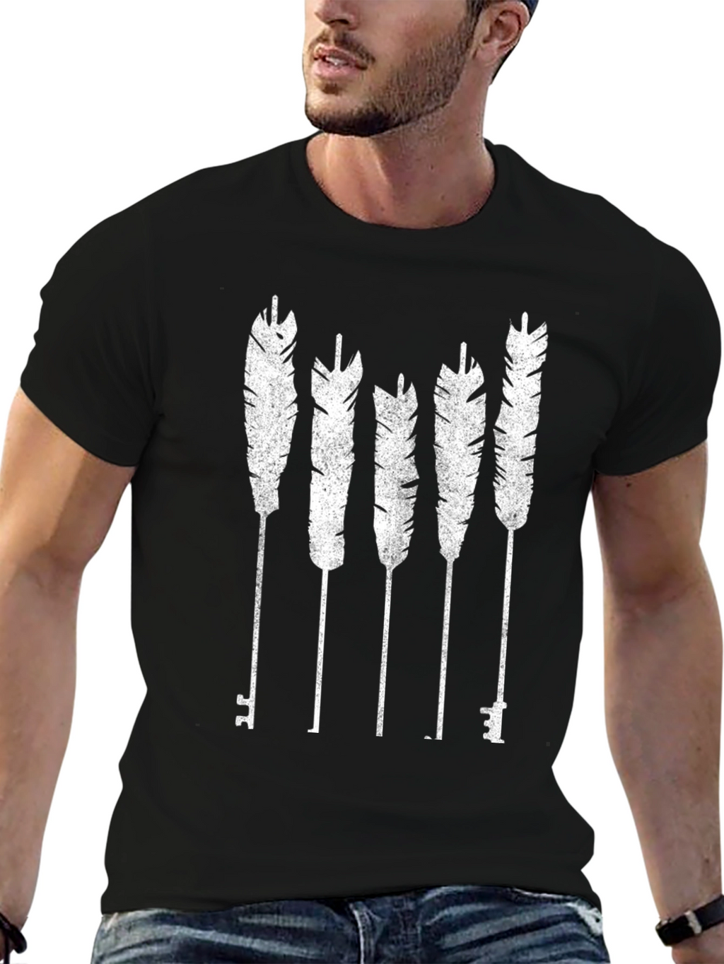 Feather & Key Graphic T-Shirt