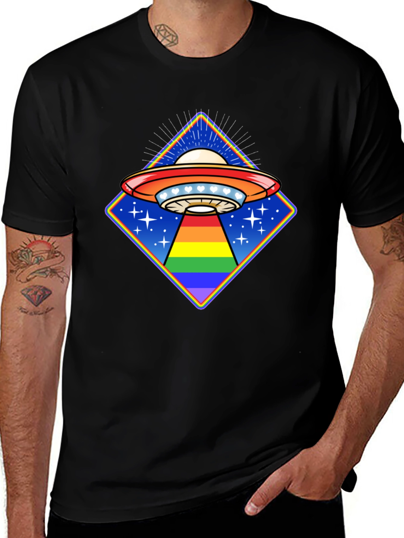 Rainbow Alien UFO T-Shirt