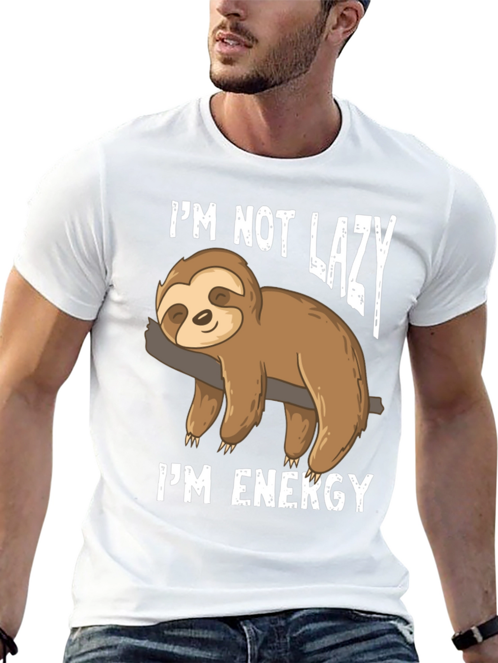 Lazy Sloth Energy T-Shirt - Funny Graphic Tee