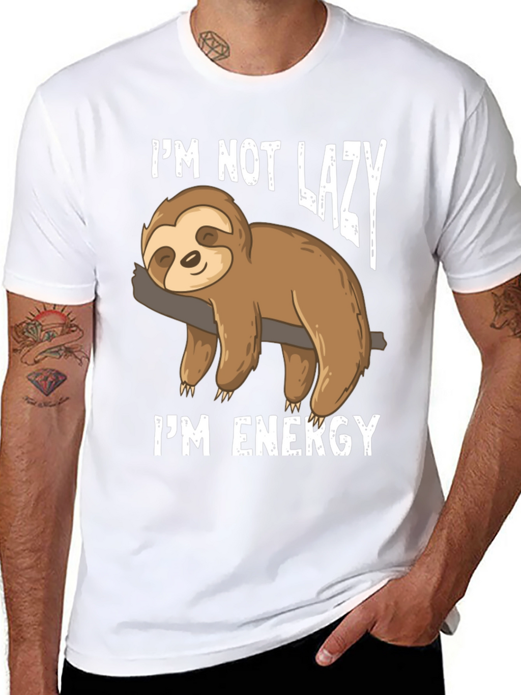 Lazy Sloth Energy T-Shirt - Funny Graphic Tee