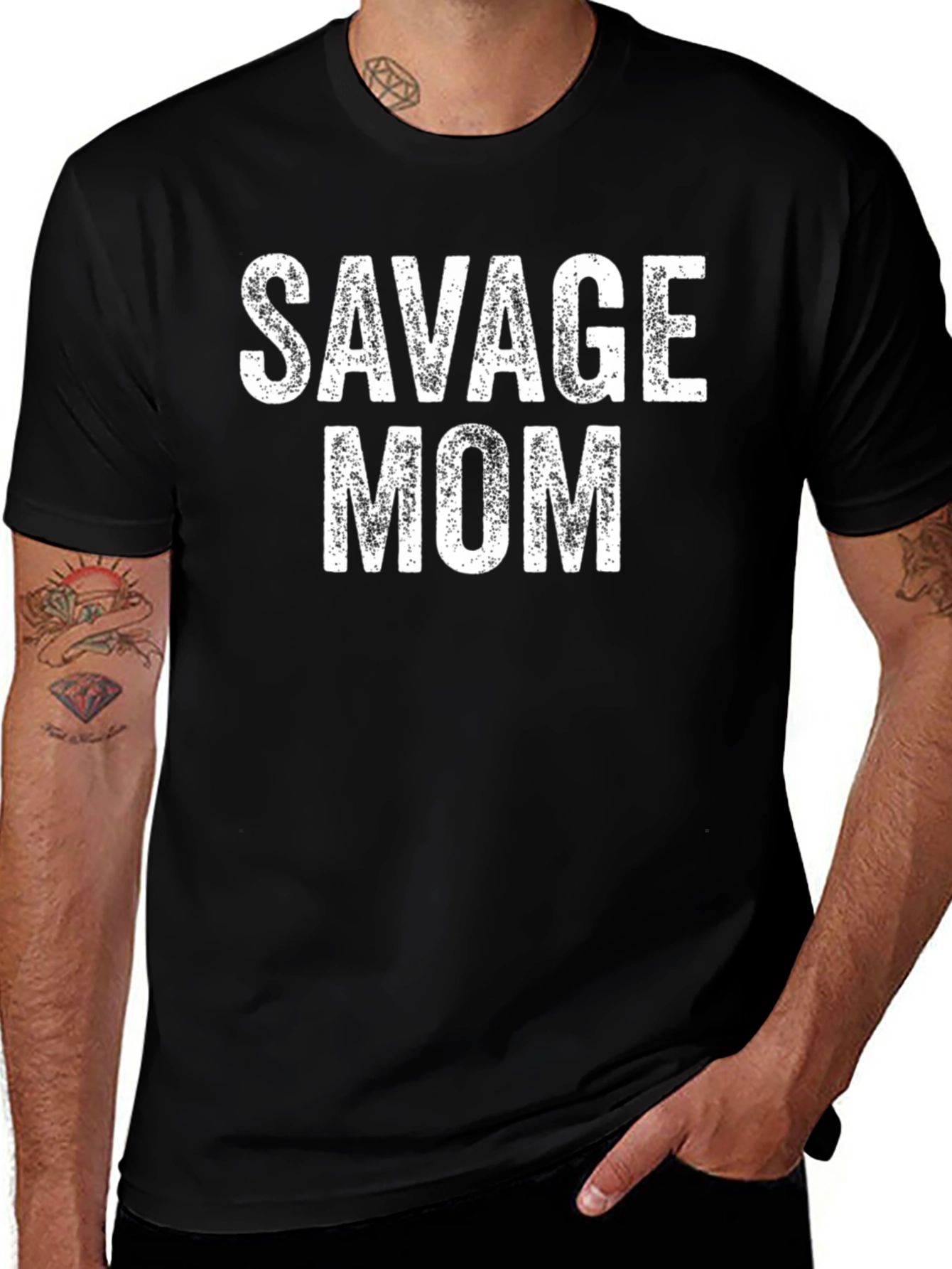 Savage Mom Graphic Tee - Black Cotton T-Shirt