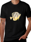 Stripped Fish Graphic Tee - Black