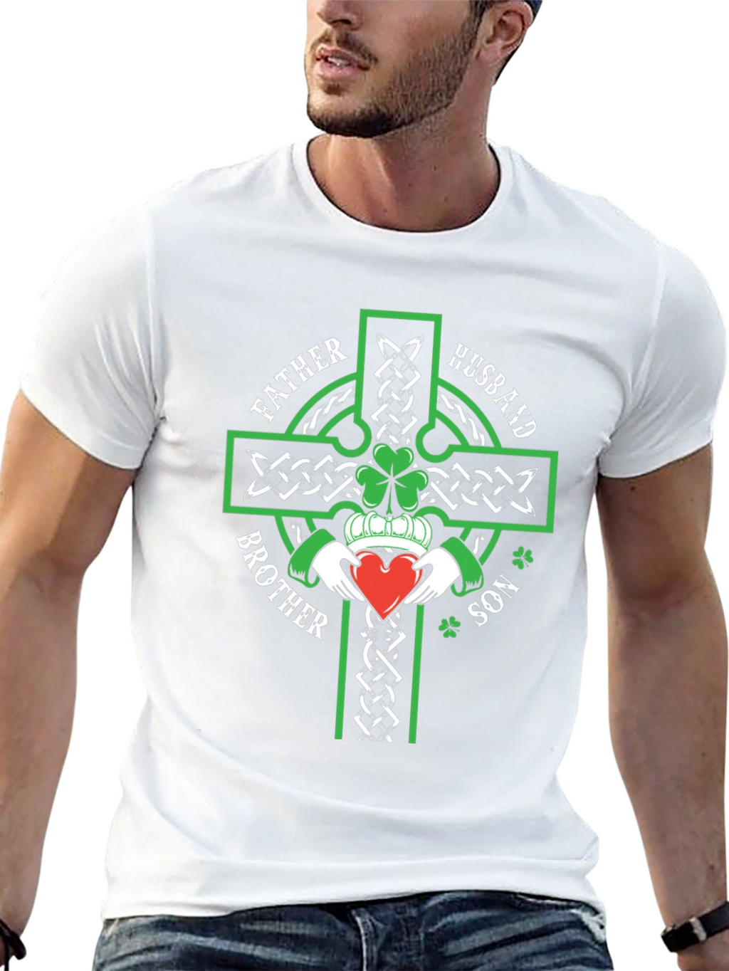 Celtic Knot Cross Claddagh Father Husband Son T-Shirt