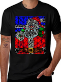Abstract Santa Graphic Tee - Holiday Style