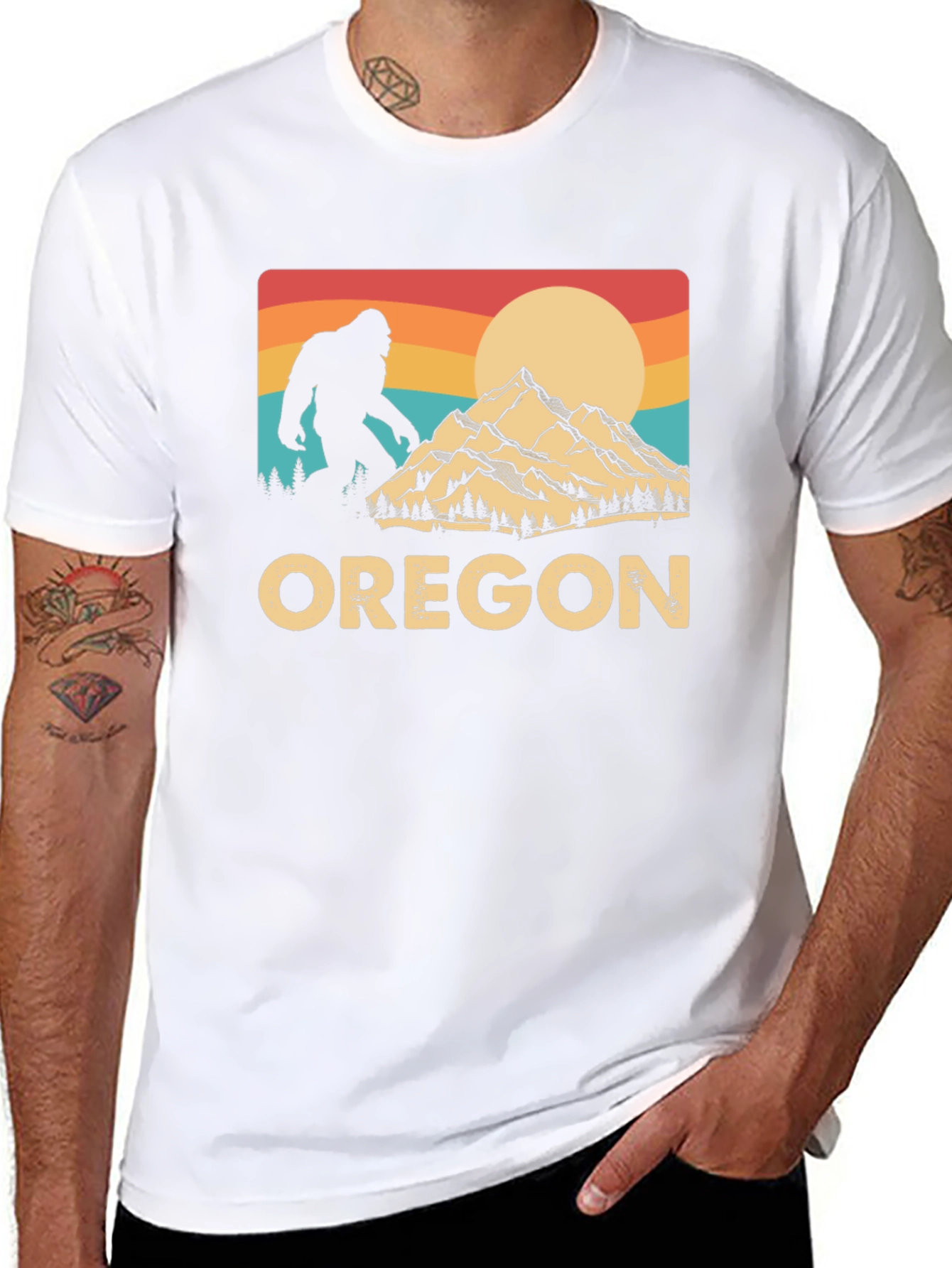 Oregon Bigfoot T-Shirt - Retro Mountain Design