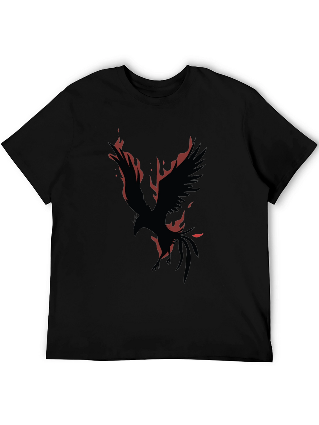 Phoenix Fire Bird Graphic Print Black T-Shirt