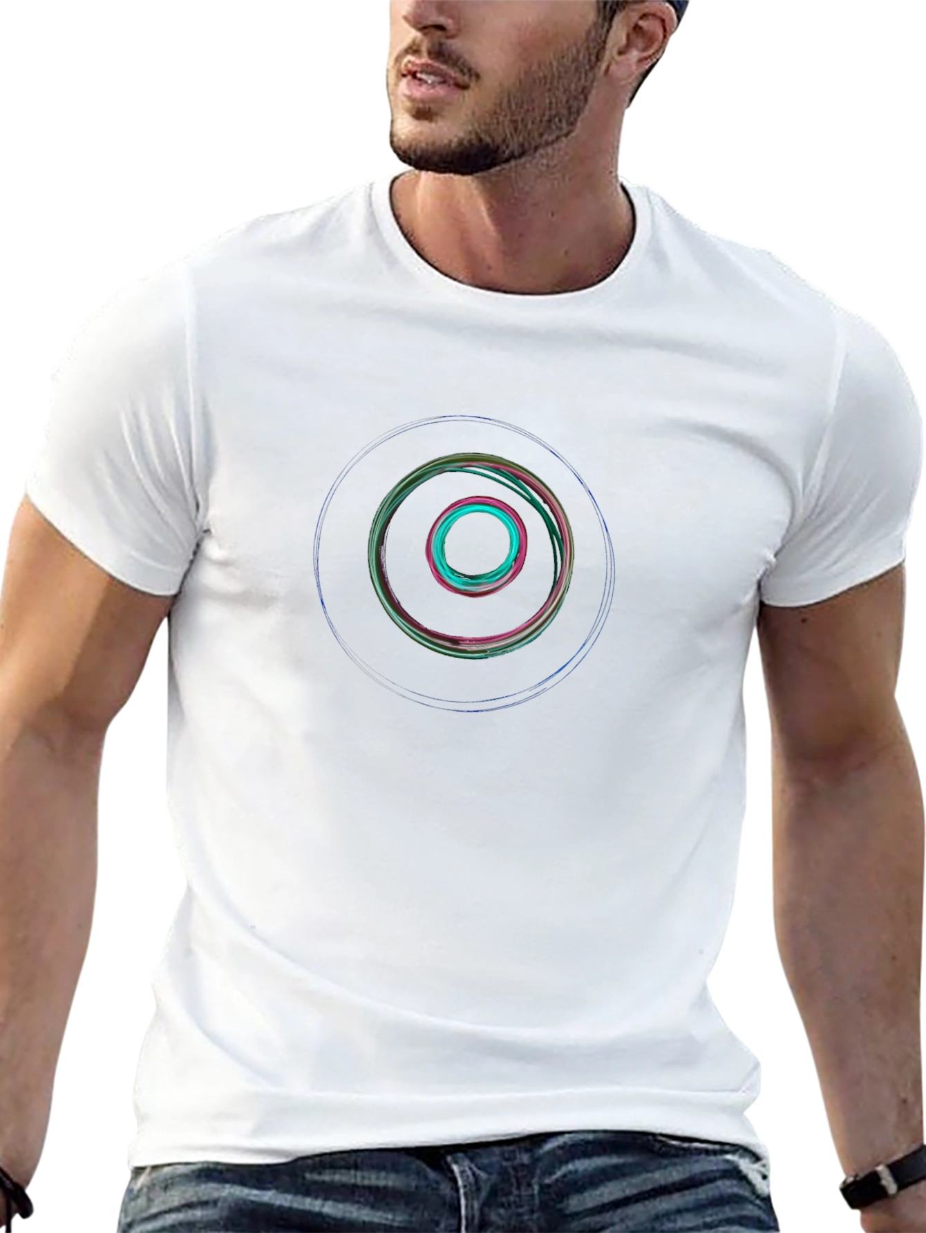 Abstract Swirl Graphic Black T-Shirt