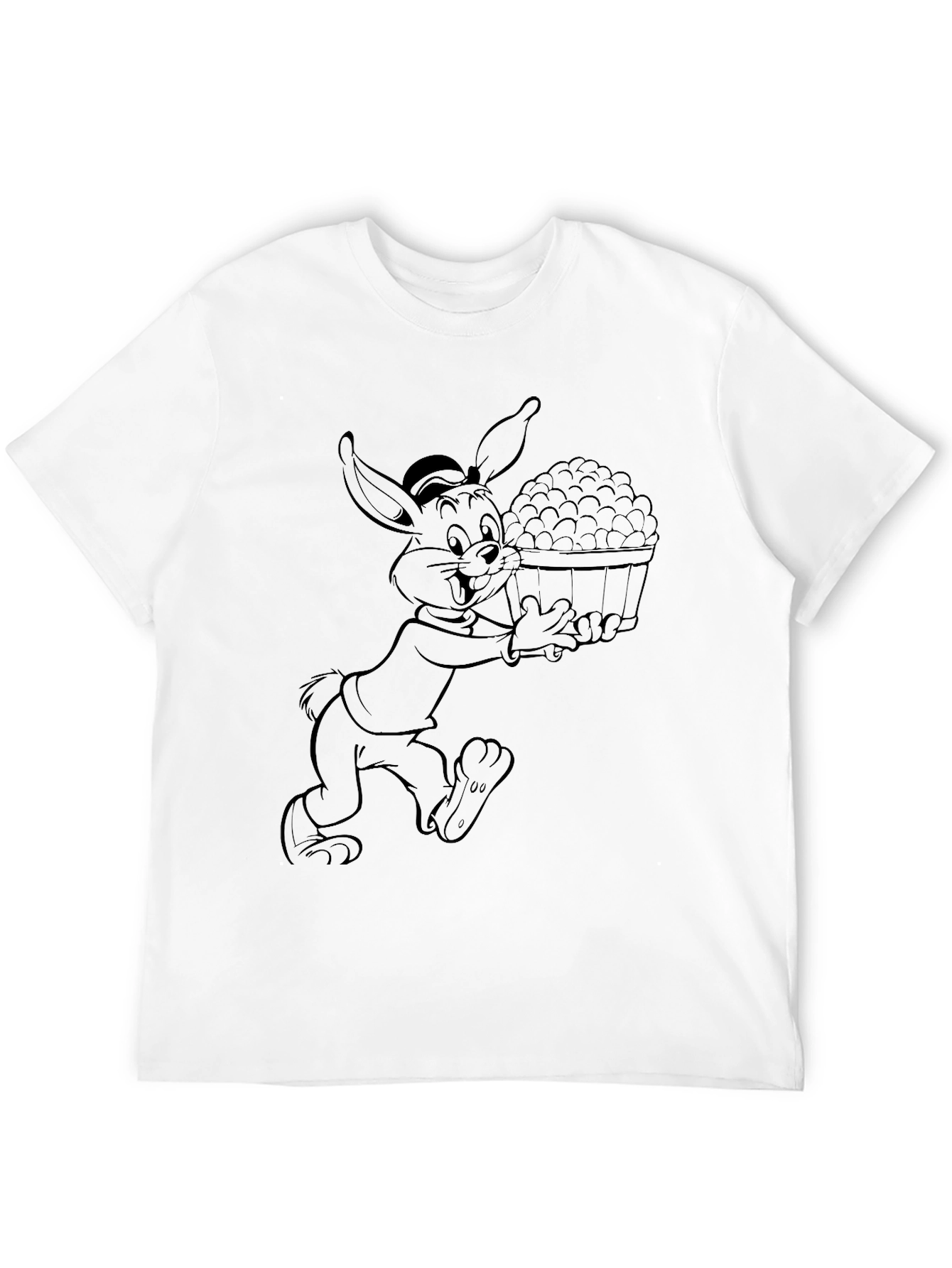 Cartoon Rabbit Graphic Black T-Shirt