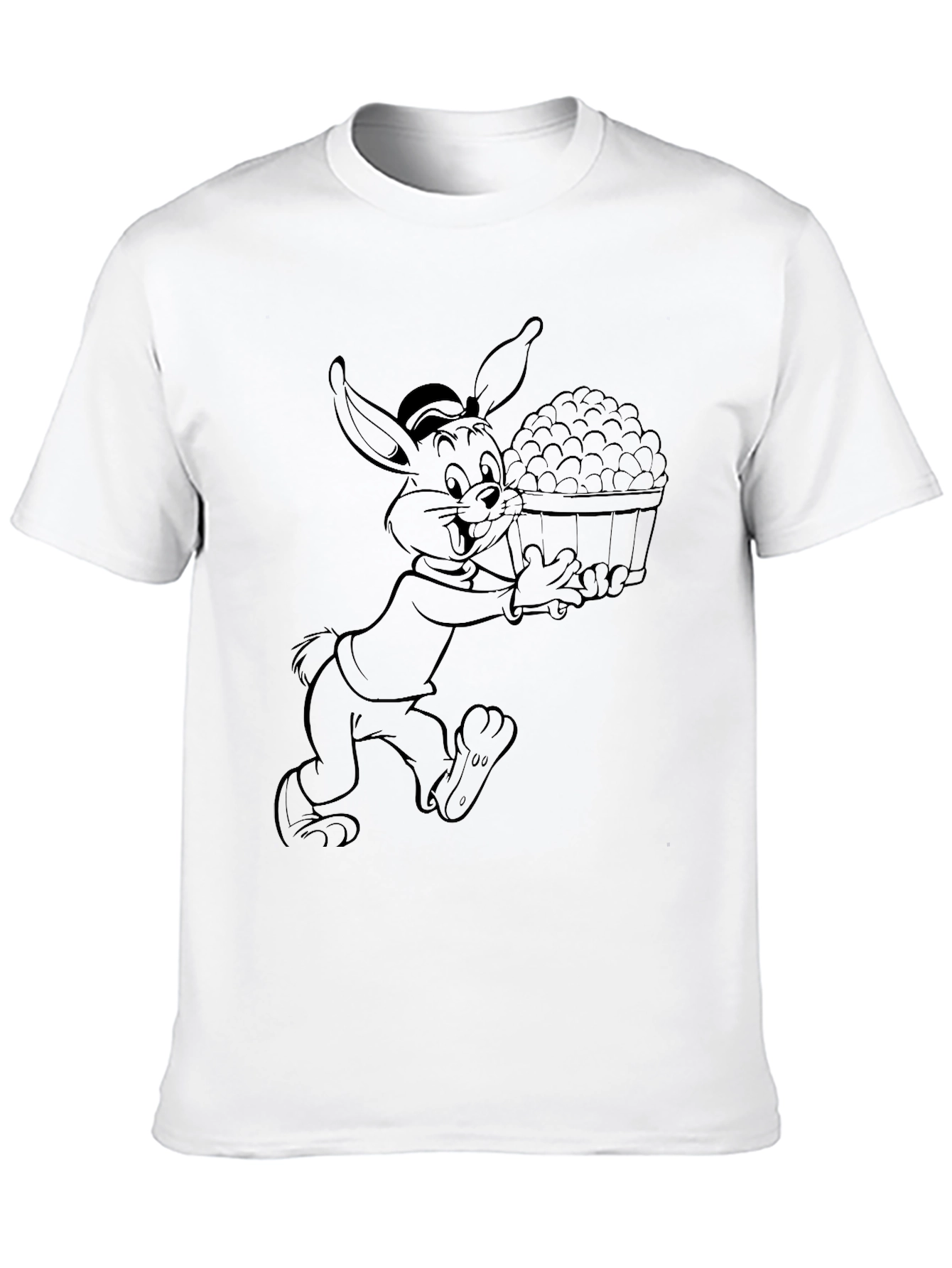 Cartoon Rabbit Graphic Black T-Shirt